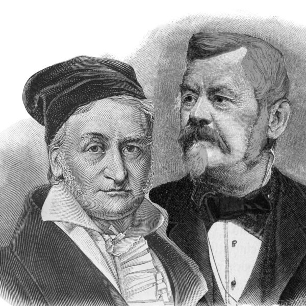 Ritratto di Carl Friedrich Gauss e Wilhelm Jordan, due matematici pionieri noti per il metodo di eliminazione di Gauss-Jordan.